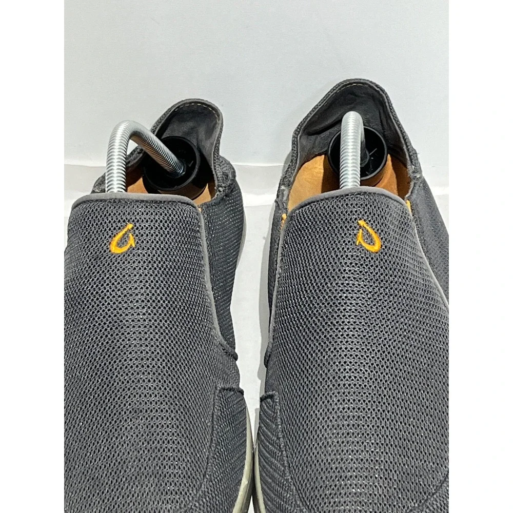 Olukai Nohea Mesh Mens Charcoal‎ Gray Orange Slip On Shoes Drop-In Heel Loafers